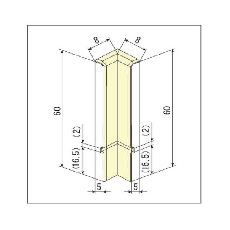 入隅 H60 巾木Sプラス専用 高さ60mm用 ホワイト ソフト巾木 簡易施工 東都積水