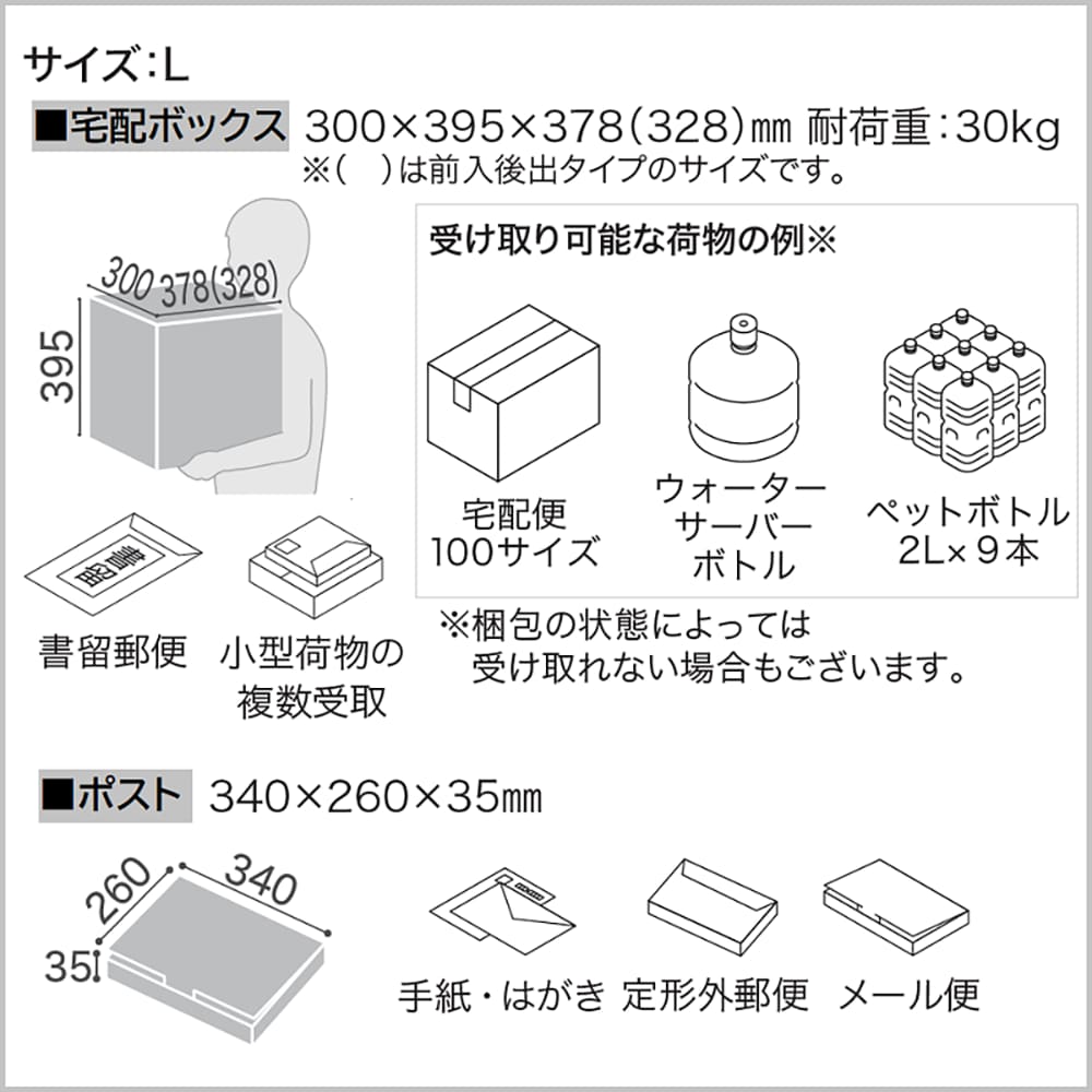 ナスタ Nasta Box+POST 宅配ボックス L本体 TL06TL-P475-MWN ナスタボックス プラスポスト 左勝手(L)/前入後出 ミディアムウォールナット