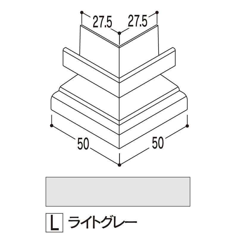 バスパネル 水切2型用 出隅 ライトグレー LWDL【ケース販売】5個 浴室用天井 壁装材