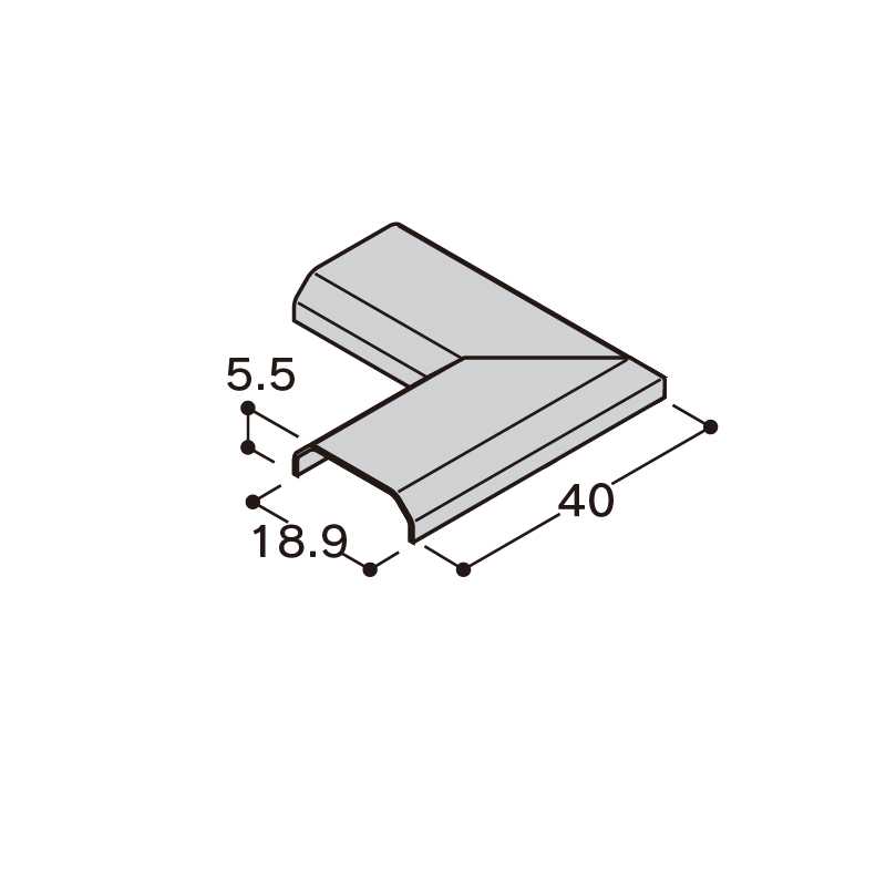 フラット見切 出隅カバー 40×18.9×5.5mm FRMDV 【ケース販売】20個 縁切り部材 フクビ