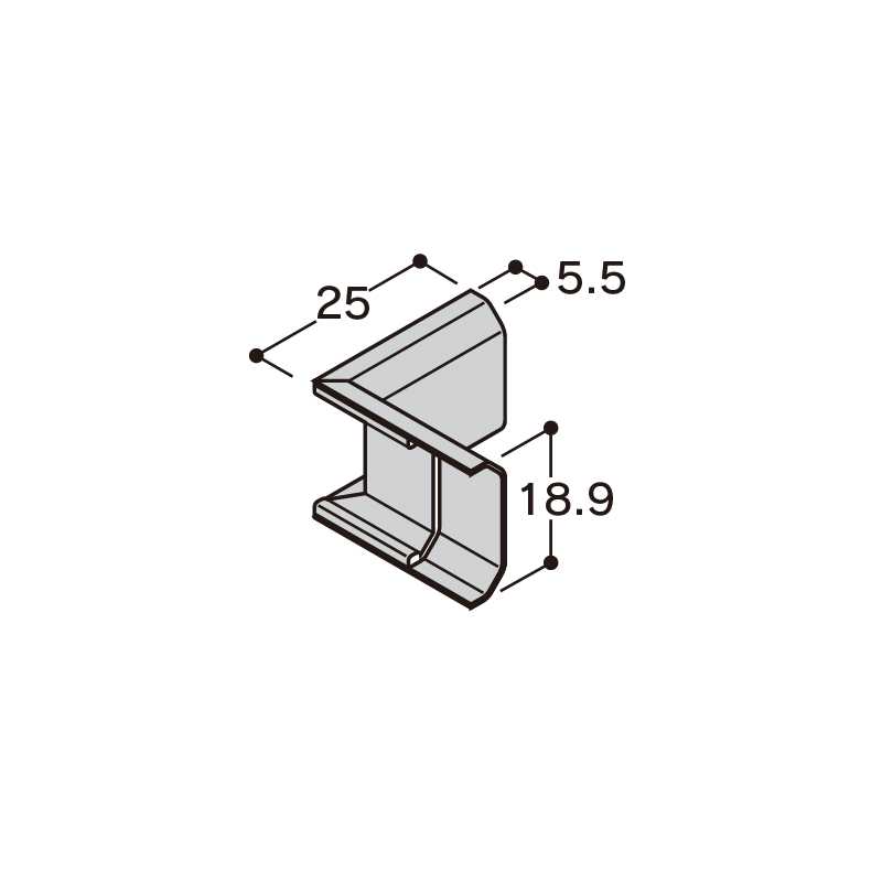 フラット見切 水平入隅 25×18.9×5.5mm FRMSCV 【ケース販売】20個 縁切り部材 フクビ