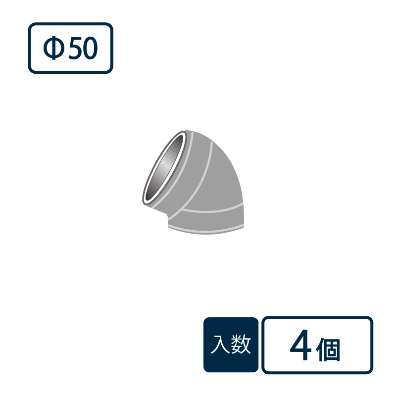 先付けタイプ 継手 45°エルボ Φ50 ベンソン 配管防音材 おとなし君 塩ビ管一体型【ケース販売】4個入 早川ゴム