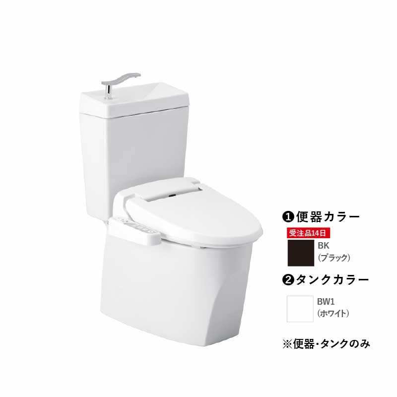 トイレ 2点セット【タンク・便器】キュアーズ コア CURES core(手洗い有り・ハンドル操作便器洗浄仕様/ピュアホワイト・リフォーム仕様 排水芯305-435mm/ブラック) ジャニス工業【受注生産】