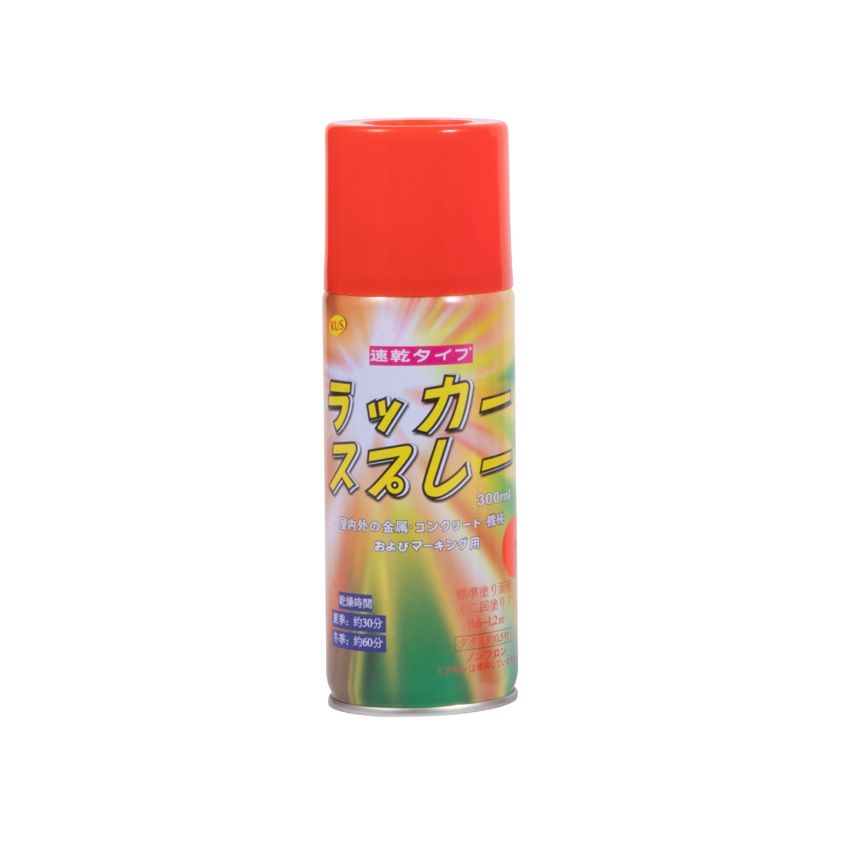 速乾タイプカラースプレー 塗装用ノズル付 赤 300ml ガス抜きキャップ付【ケース販売】6本入