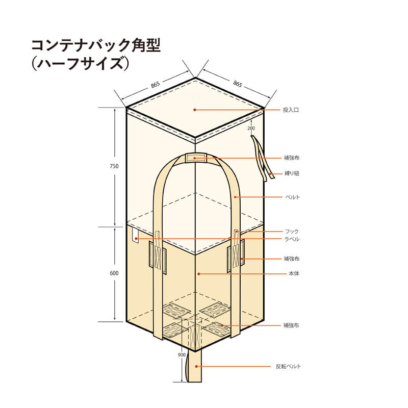 コンテナバッグ 角型 ハーフサイズ 【ケース販売】 10枚入