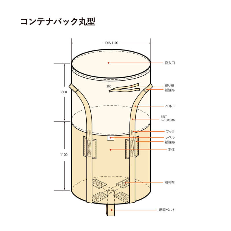 コンテナバッグ 丸型 【ケース販売】 10枚入