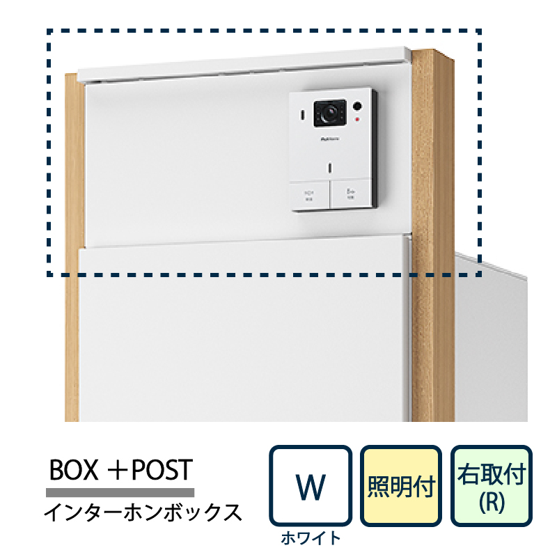 ナスタ Nasta Box+POST インターホンボックス 照明付 KS-GP22A-E-R-P-W ナスタボックス プラスポスト 右取付(R) ホワイト